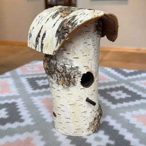 NEW handmade rustic Natural Birch Wood Birdhouse